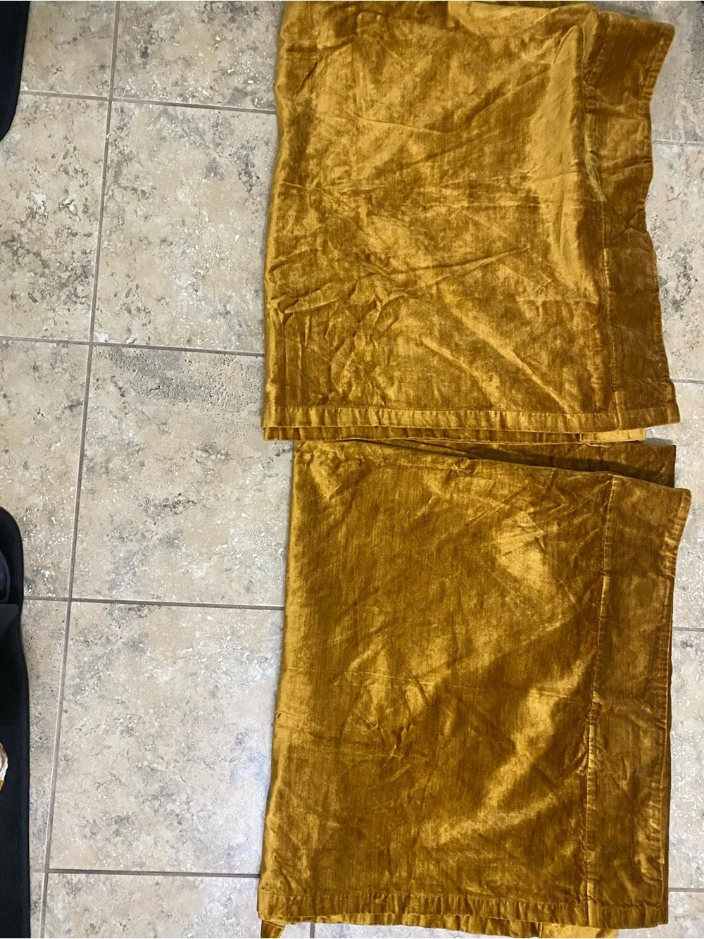 West Elm Blackout Golden Oak Velvet Luxurious Plush Rich Curtain Panels 48x84